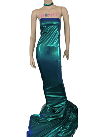 Clearance Mystique Hologram Foil Nylon Lycra 4 Way Stretch Fabric- Mermaid Q781 GRNBL