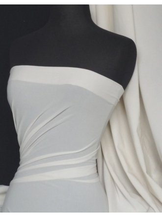 Clearance Paris Mesh Non-Lycra 4 Way Stretch Light Jersey Fabric- Ivory White Q450 IVWHT