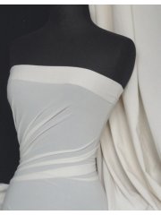Clearance Paris Mesh Non-Lycra 4 Way Stretch Light Jersey Fabric- Ivory White Q450 IVWHT