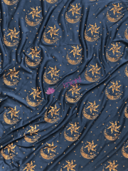 Clearance Paris Mesh Non-Lycra Stretch Light Jersey Fabric- Celestial Sun & Moon Navy SQ638 NYRST
