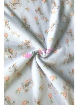 Clearance Polar Fleece Anti Pill Washable Soft Fabric- Easter Bunnies White SQ684 WHT