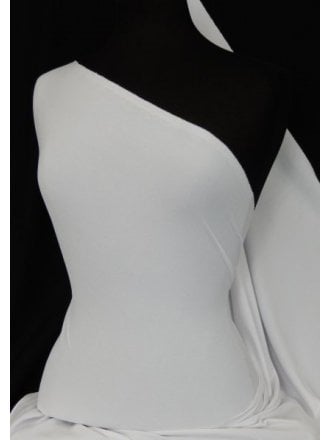 Clearance Poly Rib 1 x 1 Stretch Jersey Fabric- White CLRIB WHT