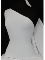 Clearance Poly Rib 1 x 1 Stretch Jersey Fabric- White CLRIB WHT
