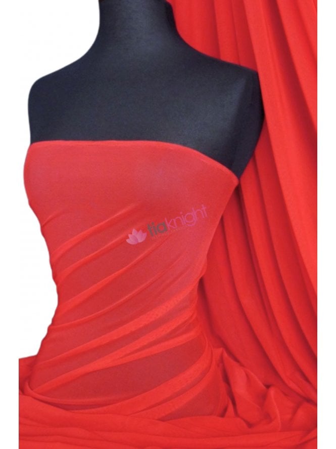 Clearance Power Mesh 4 Way Stretch Dressmaking Material- Tomato Red