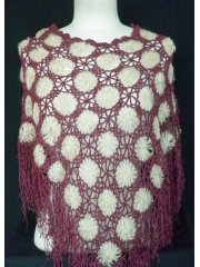 Clearance Purple/Beige Acrylic Knit Poncho