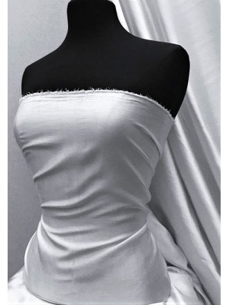 Clearance Satin Faux Silk Effect Woven Fabric Material- White SQ280 WHT