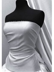 Clearance Satin Faux Silk Effect Woven Fabric Material- White SQ280 WHT
