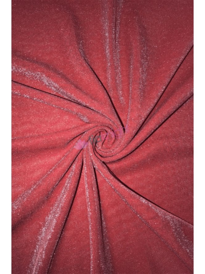 Clearance Shimmer 4 Way Stretch Light Weight Sheer Fabric- Rose Red SQ53 RSRD
