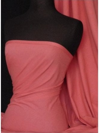 Clearance Single Jersey Knit 100% Light Cotton T-Shirt Fabric- Coral (Q1249) CRL