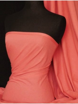 Clearance Single Jersey Knit 100% Light Cotton T-Shirt Lightweight Fabric- Coral Reef SQ162 CRLRF