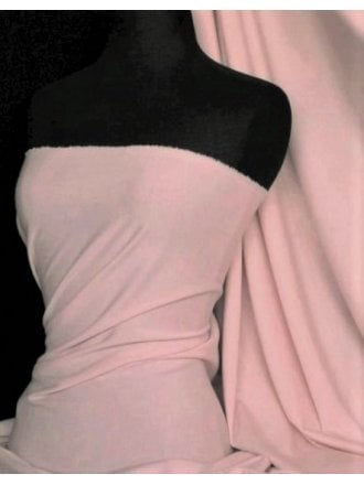 Clearance Soft Fine Rib 100% Cotton Knit Lightweight Material - Powder Pink Q61 PWPN
