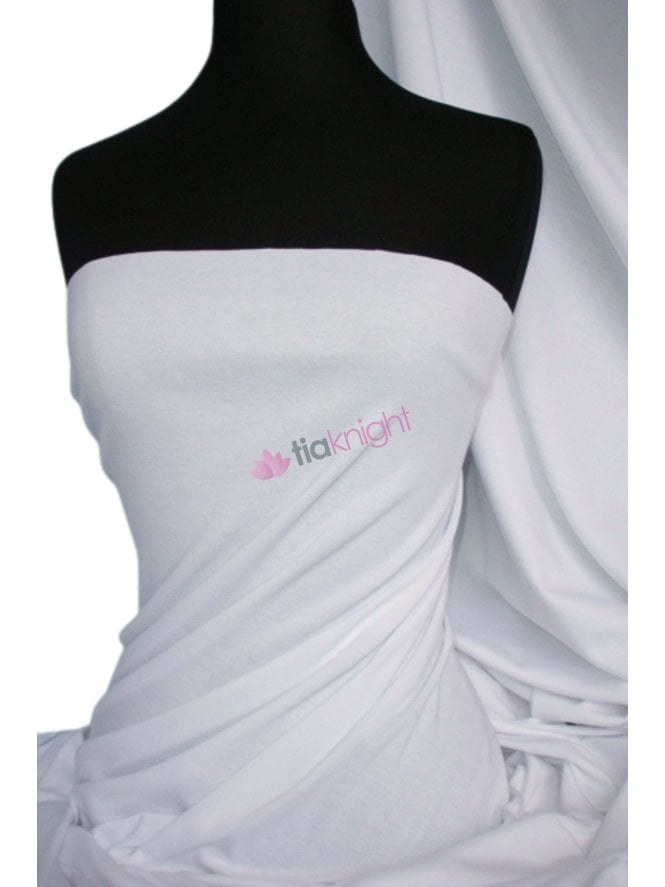 Clearance Soft Fine Rib 100% Cotton Knit Material- White (Q61) WHT