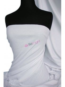 Clearance Soft Fine Rib 100% Cotton Knit Material- White (Q61) WHT