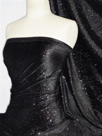 Clearance Velvet Stretch Spandex Lycra- Star Gazer Black GVEL40 BKSL