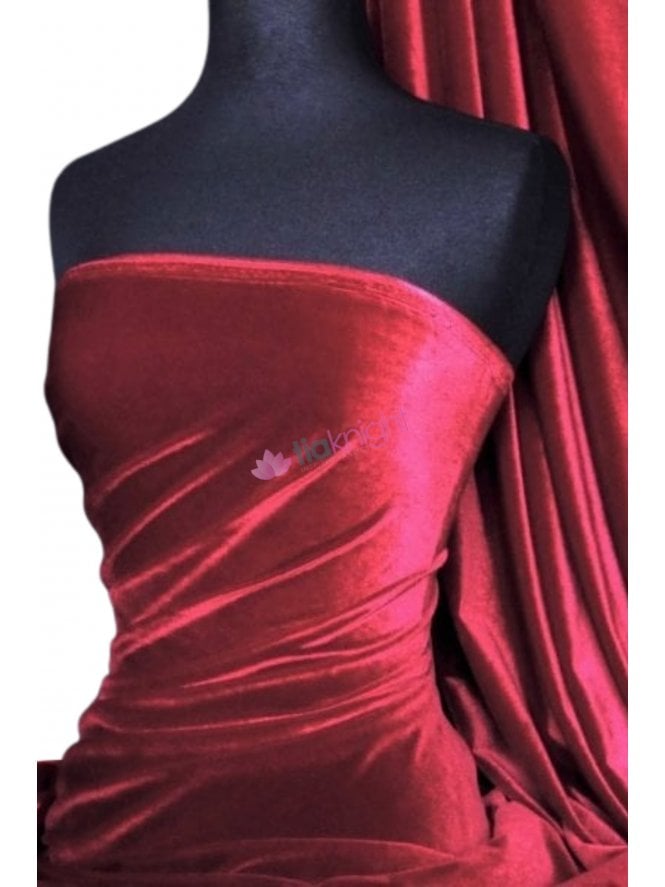 Clearance Velvet /Velour Stretch Spandex Fabric- Ruby Red Q559 RBRD