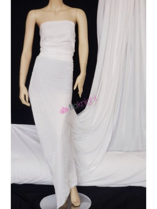 Clearance Velvet/Velour Stretch Spandex Lycra Fabric- Ivory White Q1174 IVWHT