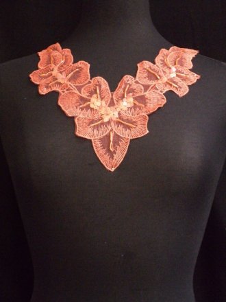 Coral Pink Flower Sequin Neck Piece