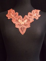Coral Pink Flower Sequin Neck Piece