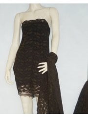 Corded Lace Scalloped 4 Way Stretch Lycra Fabric- Brown Q1349 BRN