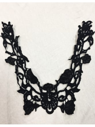 Cotton Crochet Flower Neck Piece- Black EM23 BK