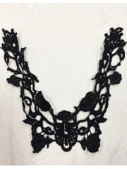 Cotton Crochet Flower Neck Piece- Black EM23 BK