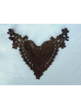 Cotton Crochet Heart Embellishment- Brown EM145 BR