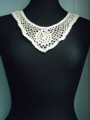 Cotton Crochet Wooden Beaded Neck Piece- Cream EM164 CRM