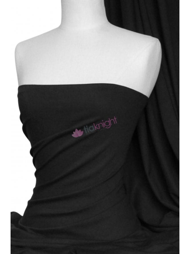 Cotton Lycra Jersey 4 Way Stretch Fabric - Black Q35 BK