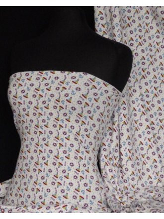 Cotton Lycra Jersey 4 Way Stretch Fabric - Boat Q969 MLT
