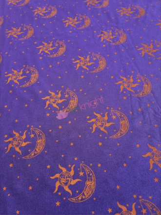 Cotton Lycra Jersey 4 Way Stretch Fabric- Celestial Sun & Moon Purple SQ555 PPLRST