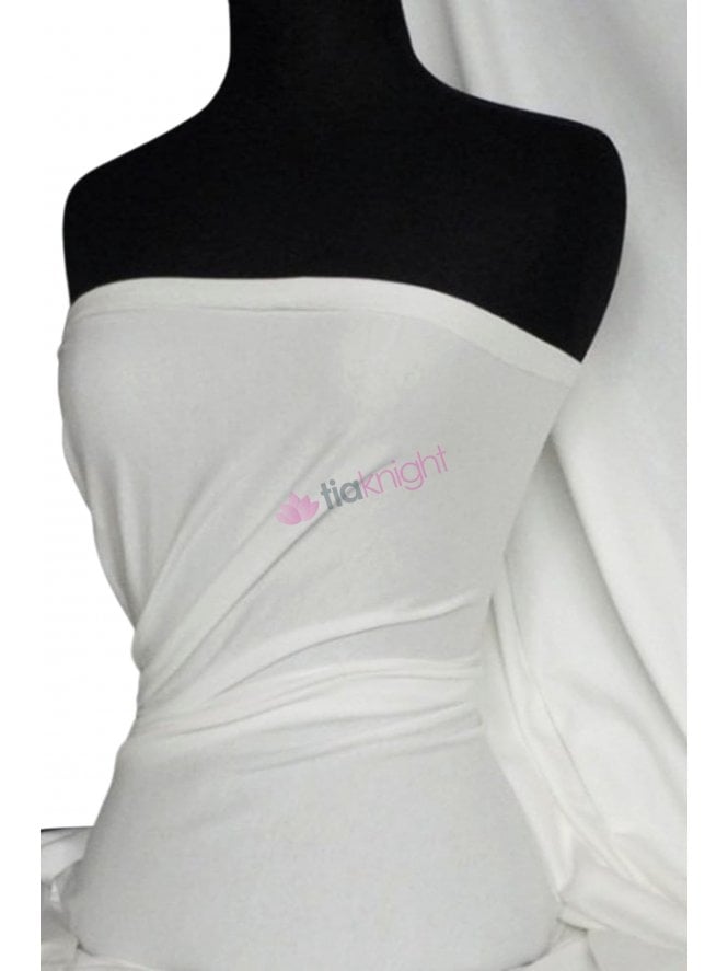 Cotton Lycra Jersey 4 Way Stretch Fabric- Ivory Q35 IV