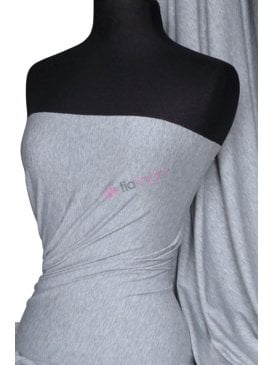 Cotton Lycra Jersey 4 Way Stretch Fabric- Light Marl Grey Q35 LTMGR