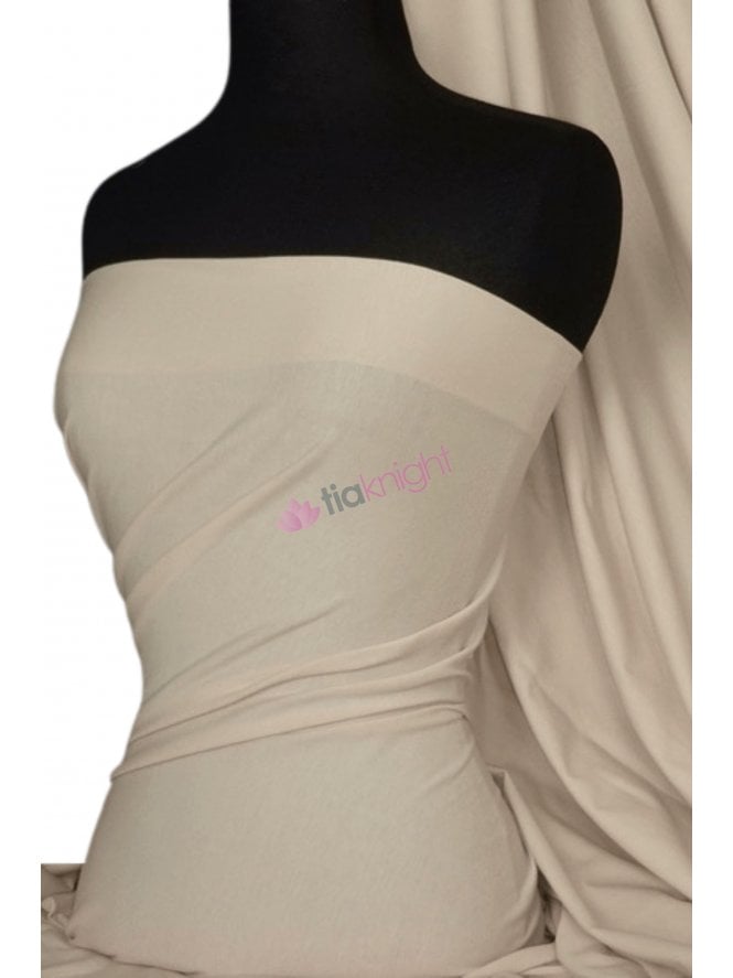 Cotton Lycra Jersey 4 Way Stretch Fabric- Light Stone Q35 LSTN