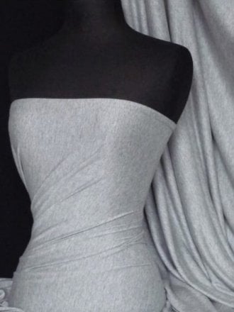 Cotton Lycra Jersey 4 Way Stretch Fabric- Marl Grey Q35 MGR
