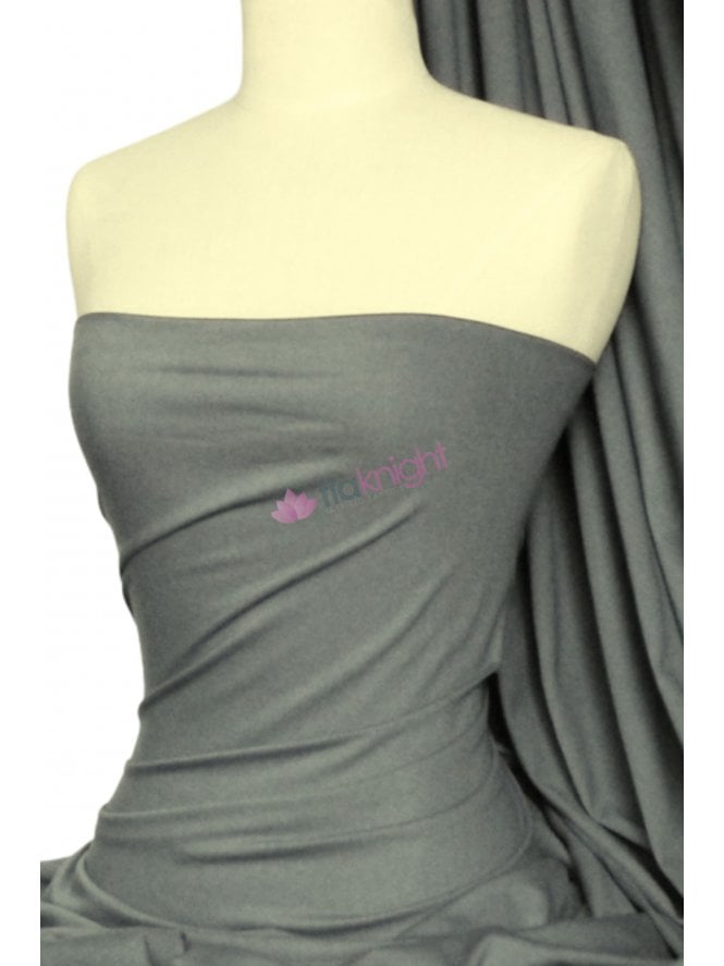 Cotton Lycra Jersey 4 Way Stretch Fabric- Mid Grey Q35 MDGR