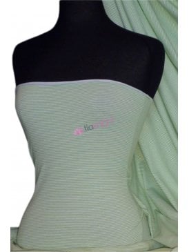 Cotton Lycra Jersey 4 Way Stretch Fabric- Mint/White Horizontal Pinstripe Q1356 MNTWH