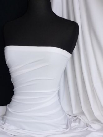 Cotton Lycra Jersey 4 Way Stretch Fabric- Pure White Q35 WHT
