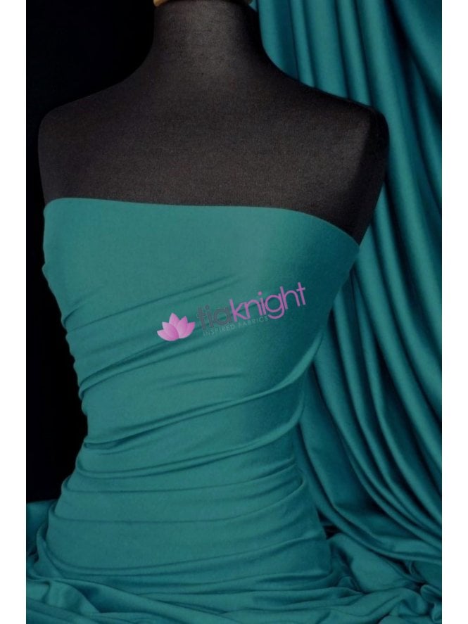 Cotton Lycra Jersey 4 Way Stretch Fabric- Teal Blue Q35 TL