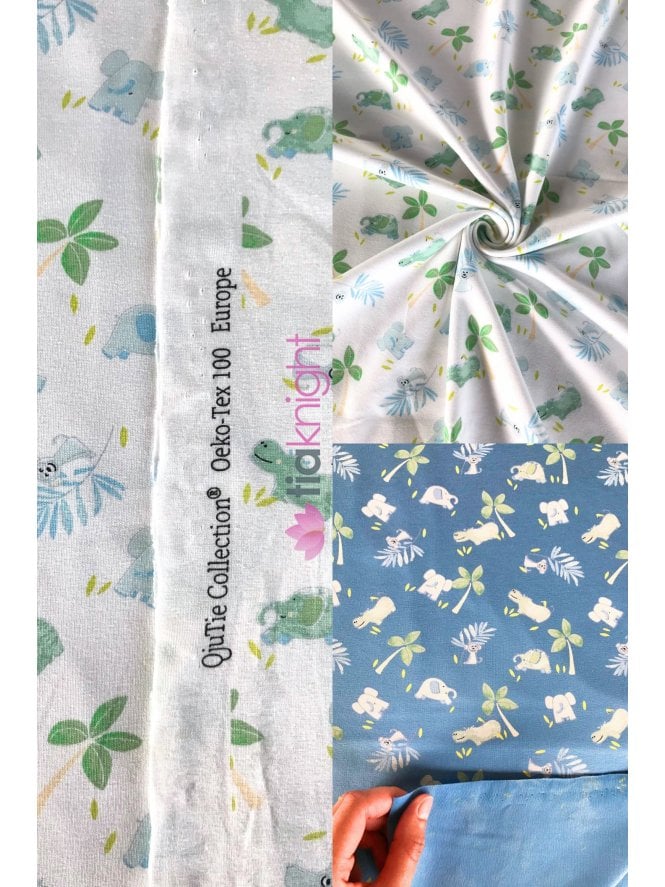 Cotton Lycra Jersey 4 Way Stretch Oeko-Tex 100 Fabric- Animal Wildlife SQ773