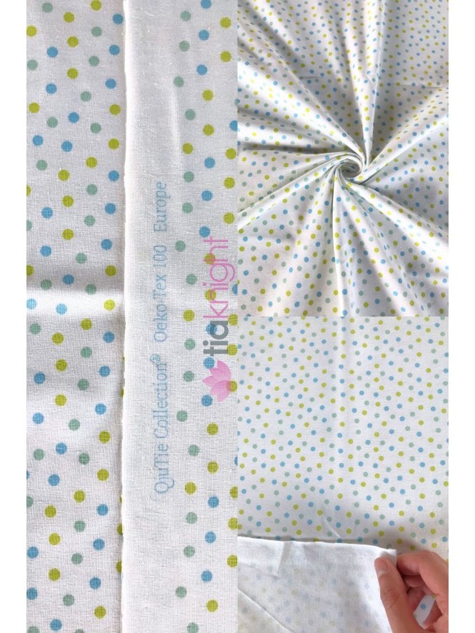 Cotton Lycra Jersey 4 Way Stretch Oeko-Tex 100 Fabric- Spotty Brights SQ767 WHTMLT