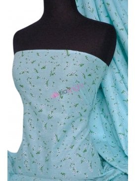 Cotton Poplin Ditsy Floral Non-Stretch Material- Clair Blue Q625 BL