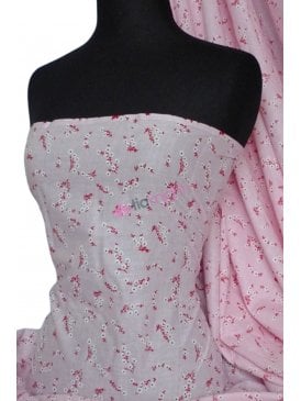Cotton Poplin Ditsy Floral Non-Stretch Material- Clair Pink Q625 PN