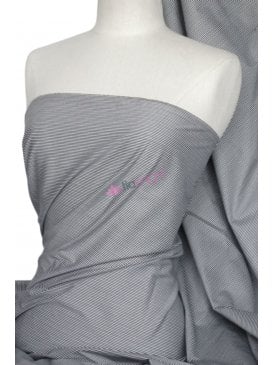 Cotton Poplin Material- Black/White Vertical Stripes Q980 BKWHT