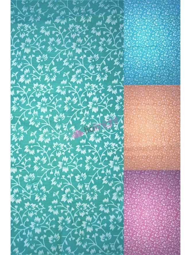 Cotton Poplin Non-Stretch Material- Botanical Florals Q1415