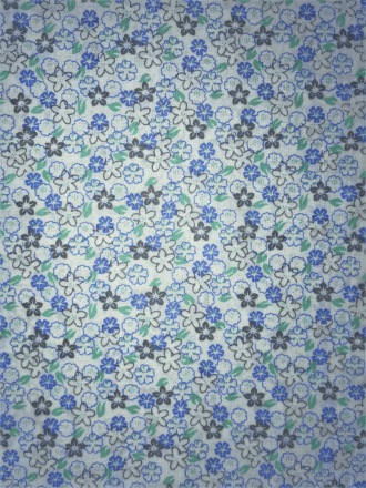 Cotton Poplin Non-Stretch Material- Honolulu Florals Blue/Mint Q1416 BL