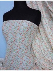 Cotton Poplin Non-Stretch Material- Peach Ditsy Floral Q624 PCH