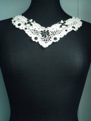 Cotton Stoned Neck Piece- Cream/ Black EM169 CRM