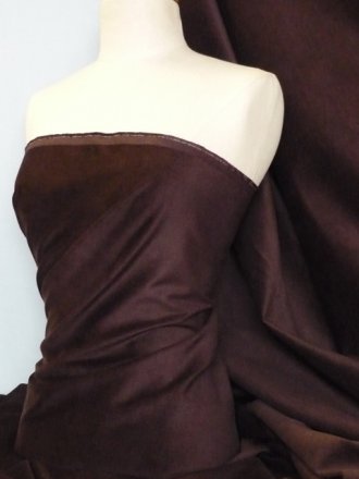 Cotton Velvet/ Velour Stretch Fabric- Brown Q996 BRN
