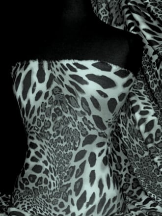 Crepe 4 Way Stretch Jersey Fabric- Leopard Grey Q1227 BKGR