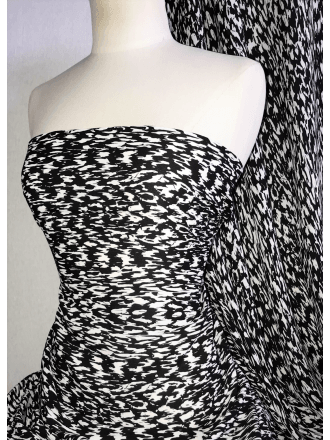 Crepe Blouse/Dress Fabric- Black/White Monochromatic SQ371 BKWHT